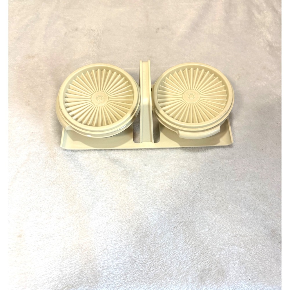 Vintage Tupperware Condiment Server Set Almond 1550-4 Tray 1323-14 Bowls 812-61